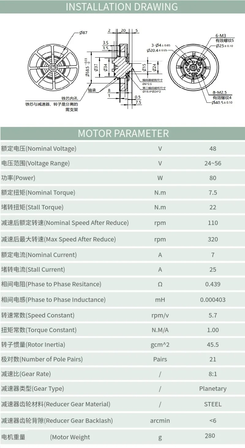 8N.M WK8108-8 유성 감속기 모터, 외골격 로 - Mit Cheetah Motor Actuator 리뷰 및 가격